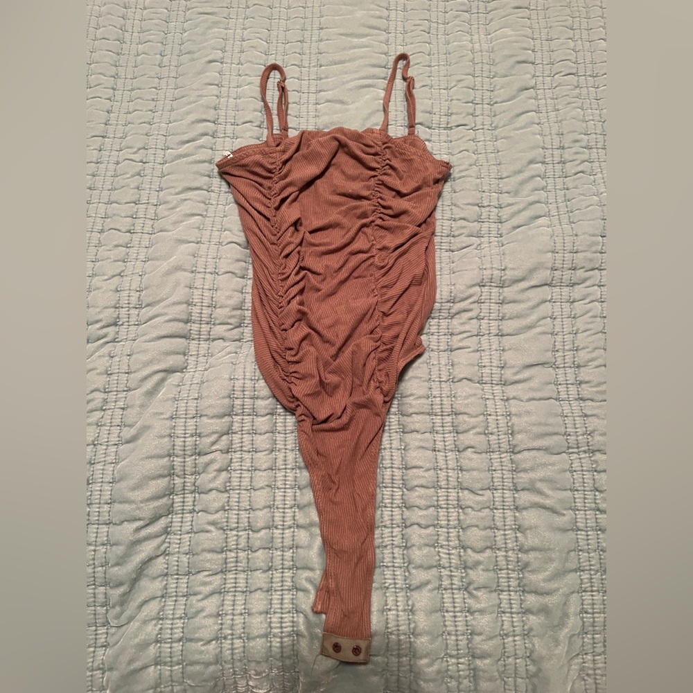 Lulu's Ruched Shapewear Bodysuit in Brown